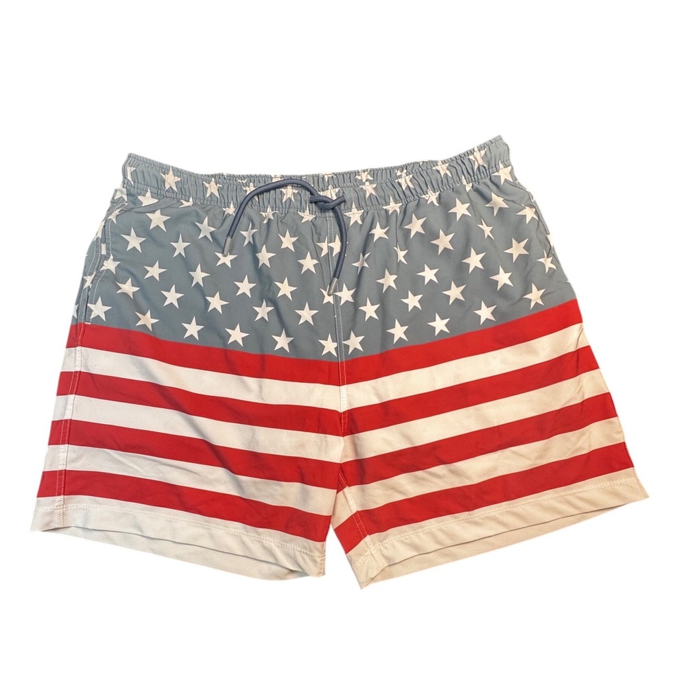 SSCO Men's 2X American Flag Swim Trimks Patriotic USA Stars Stripes‎ 6" Inseam
